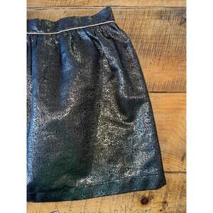Womens Gold Metallic Festive Mini Skirt‎ with Lining Underneath Zipper Size M